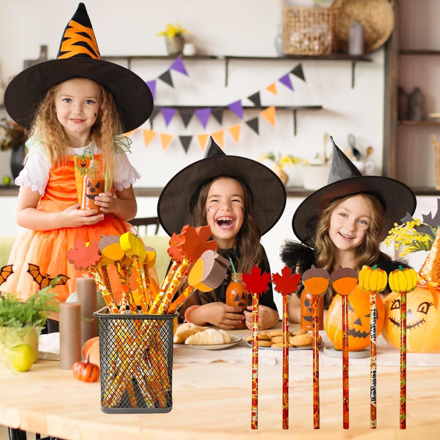 24 Lápices de Madera JXITON Otoño con Borradores Decorativos