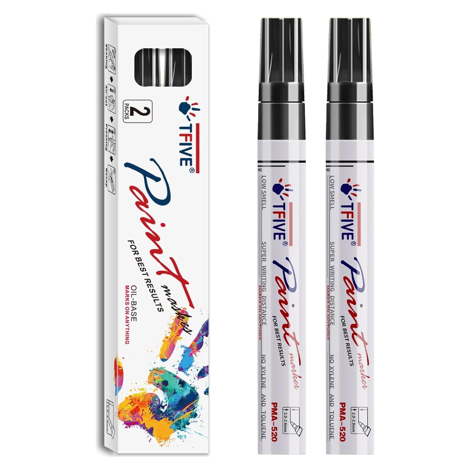 Marcadores de Pintura Permanente TFIVE Negros - 2 Unidades, Punta Media