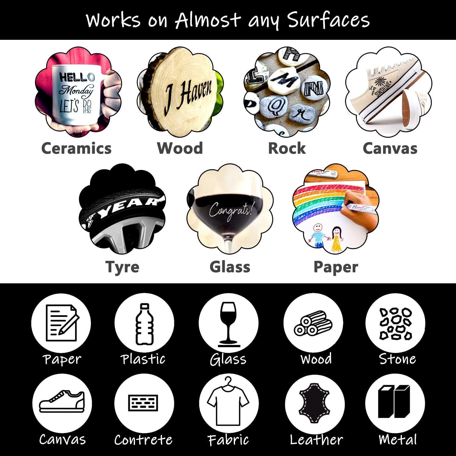 Marcadores de Pintura Permanente TFIVE Negros - 2 Unidades, Punta Media