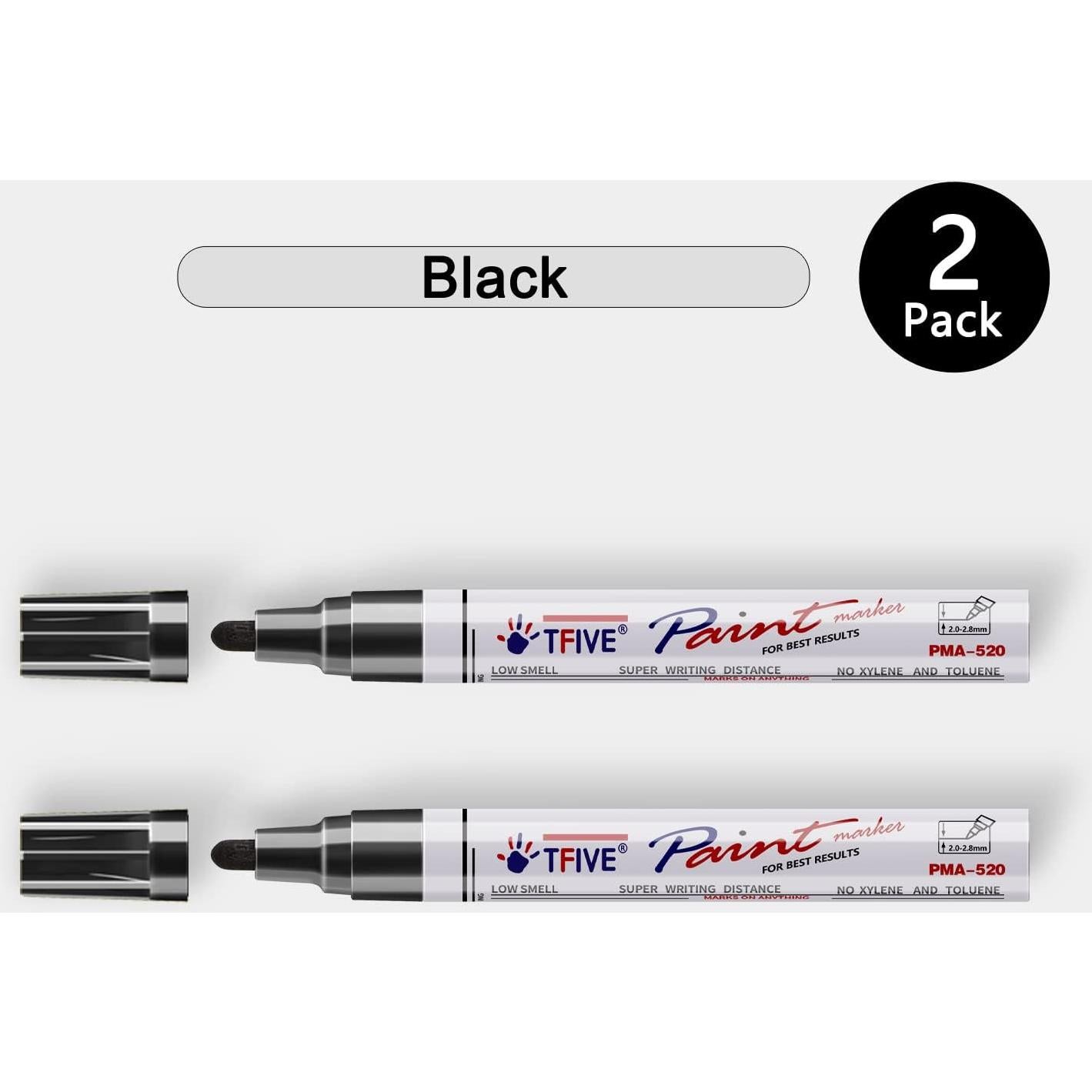 Marcadores de Pintura Permanente TFIVE Negros - 2 Unidades, Punta Media