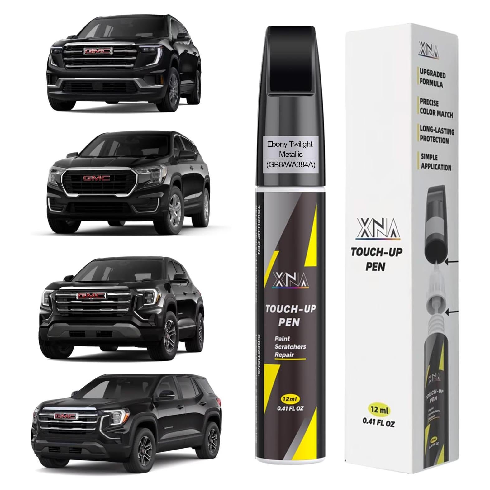 Ebony Twilight Metallic(GB8/WA384A) for GMC Touch Up Paint Pen, 2 in 1 Car Scratch Remover with Pen Tip and Brush, Exact Color-Matched for Car Paint Scratch Repair