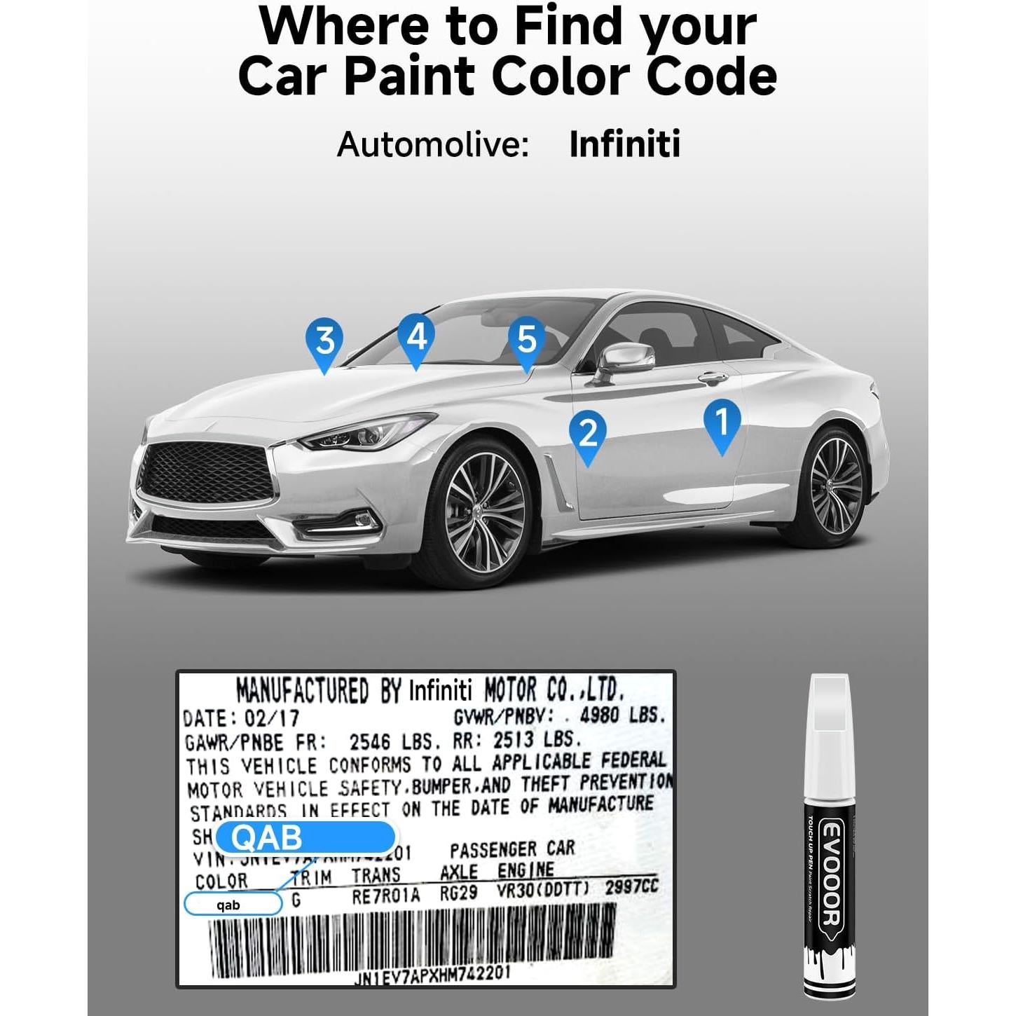 Pintura de Retoque Blanco Majestuoso QAB EVOOOR 11.8 ml