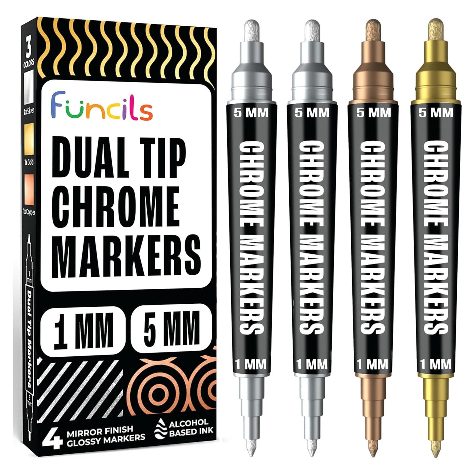 Set de 4 Marcadores Metálicos Funcils Doble Punta 1-5mm