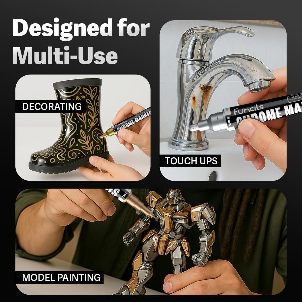 Set de 4 Marcadores Metálicos Funcils Doble Punta 1-5mm