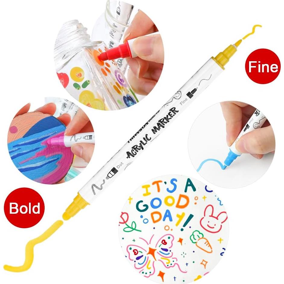 Set de Marcadores de Pintura Acrílica Transon 12 Colores Punta Dual
