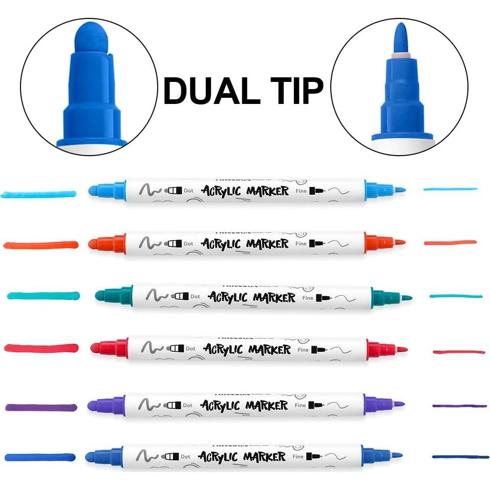 Set de Marcadores de Pintura Acrílica Transon 12 Colores Punta Dual