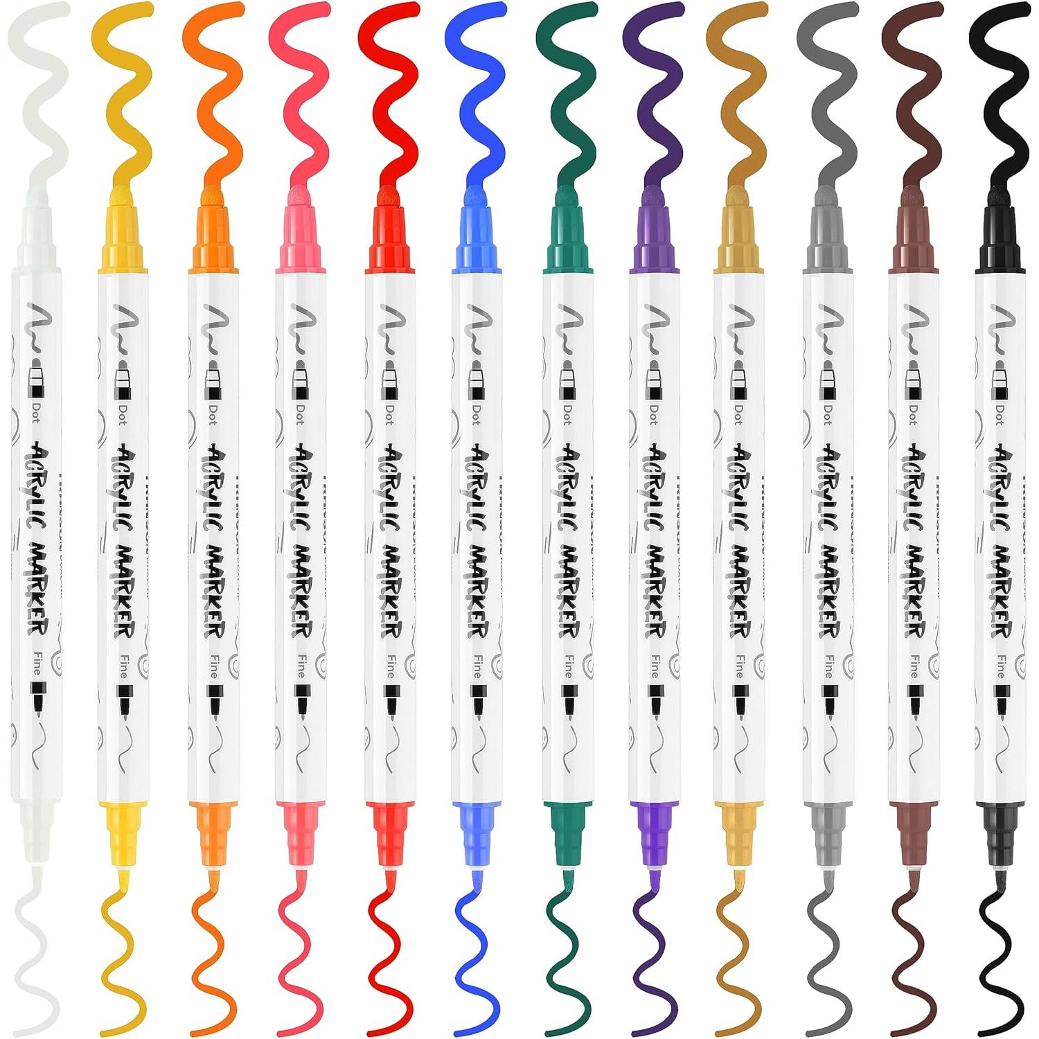 Set de Marcadores de Pintura Acrílica Transon 12 Colores Punta Dual