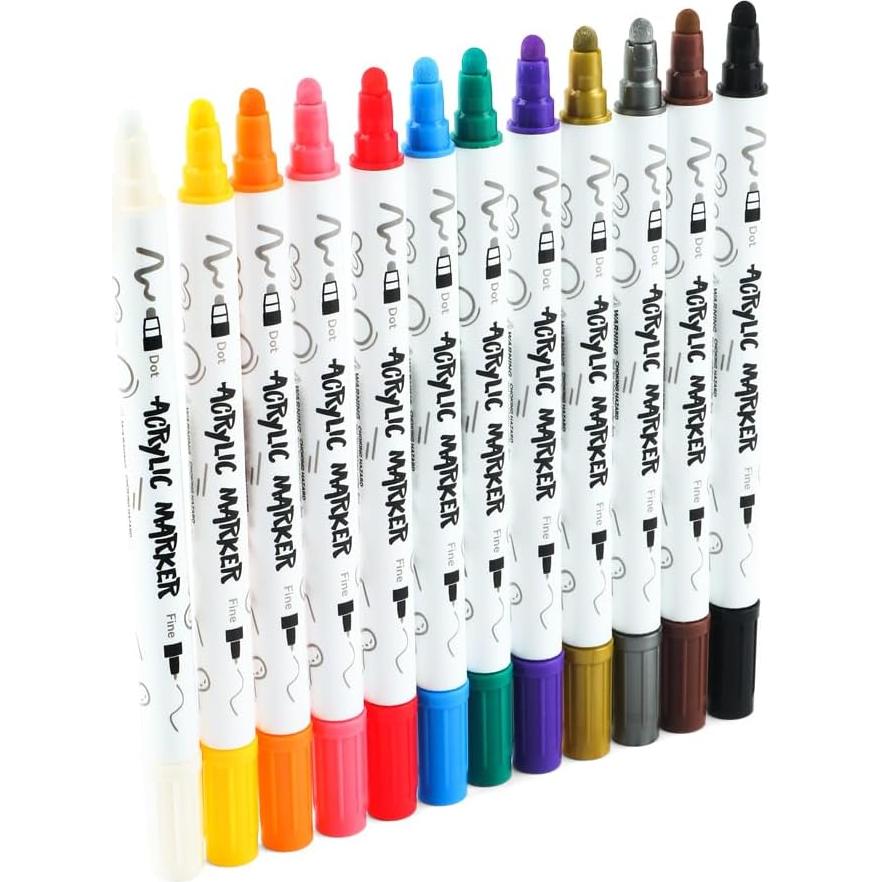 Set de Marcadores de Pintura Acrílica Transon 12 Colores Punta Dual