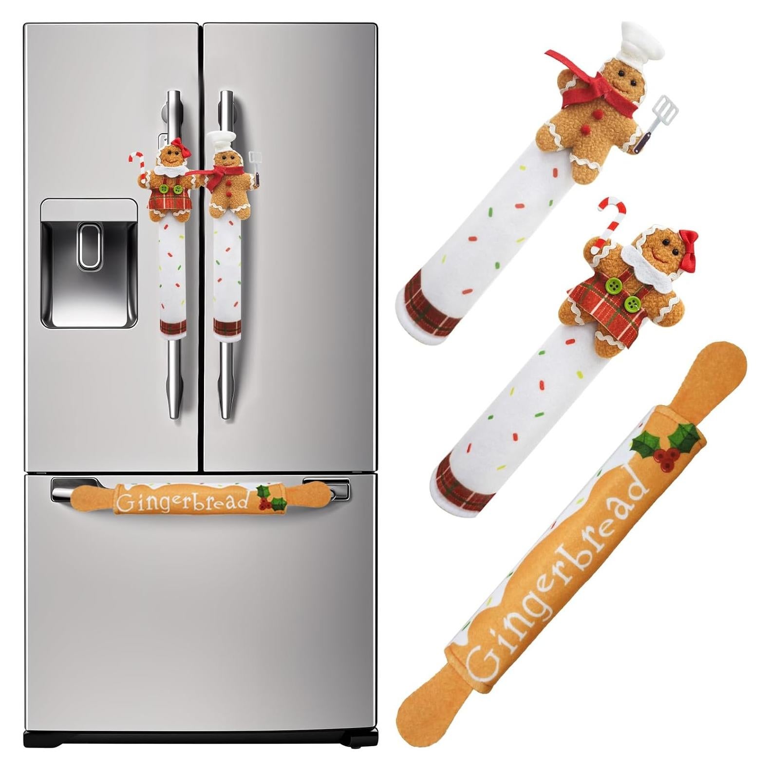 Juego de Fundas para Manijas de Refrigerador Navidad NuestroCalor - 3 Unidades Jengibre