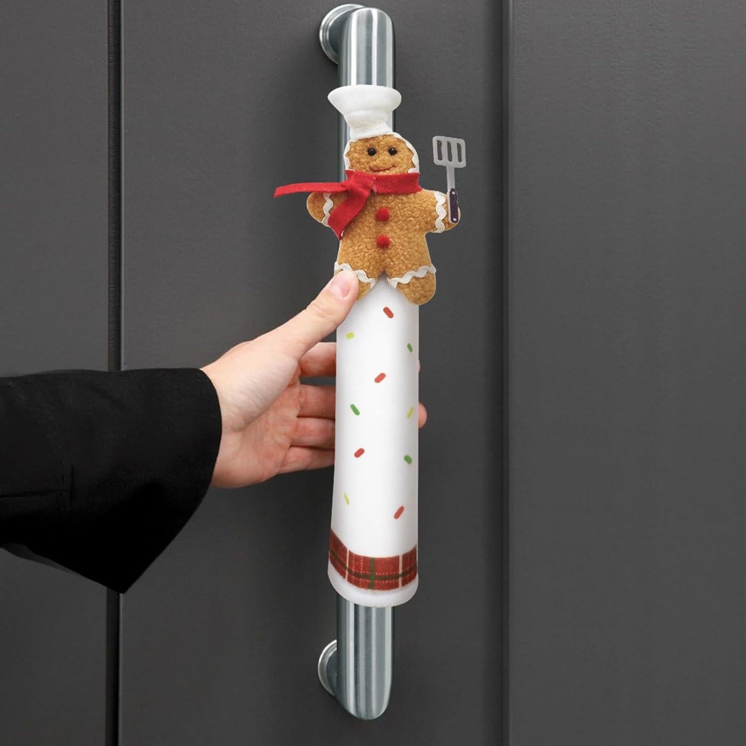 Juego de Fundas para Manijas de Refrigerador Navidad NuestroCalor - 3 Unidades Jengibre