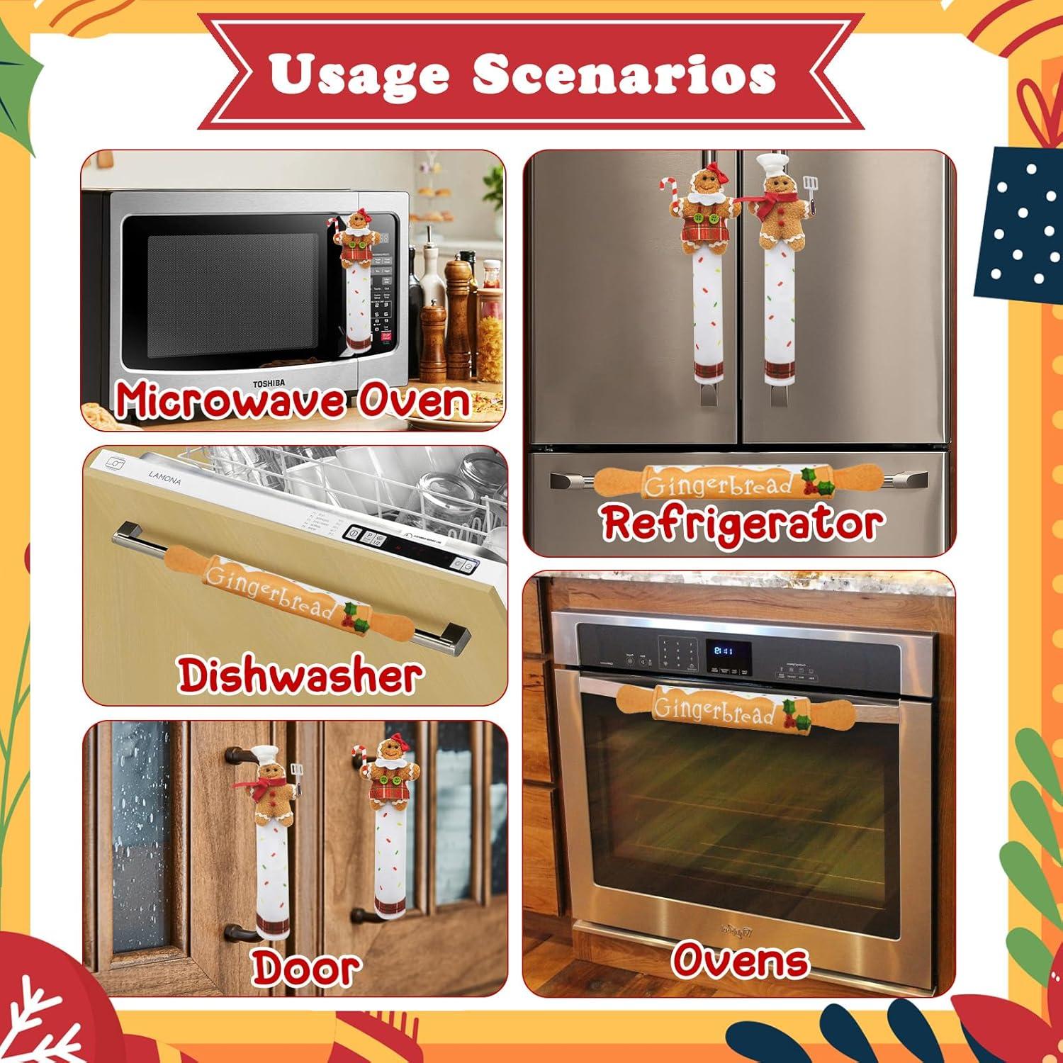 Juego de Fundas para Manijas de Refrigerador Navidad NuestroCalor - 3 Unidades Jengibre