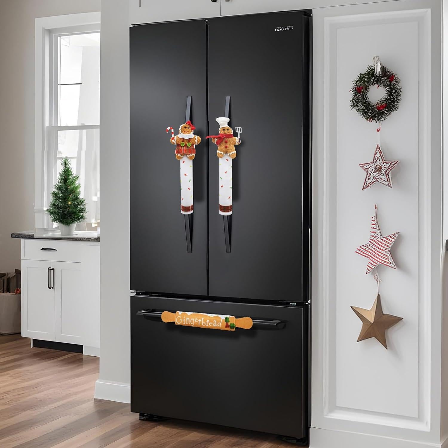 Juego de Fundas para Manijas de Refrigerador Navidad NuestroCalor - 3 Unidades Jengibre
