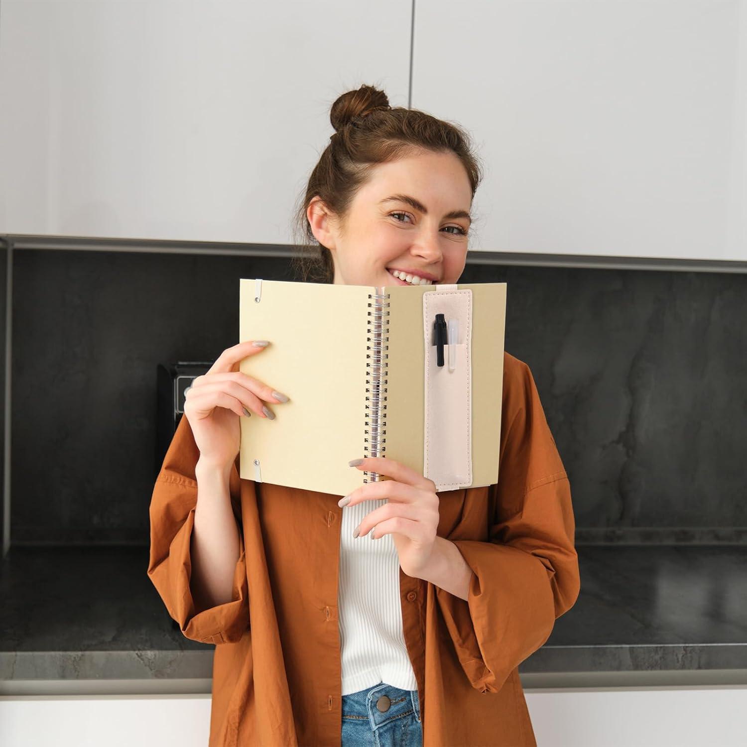 Soporte de Bolígrafos Ajustable Thinp 3 Pcs Cuero PU Beige Gris Marrón