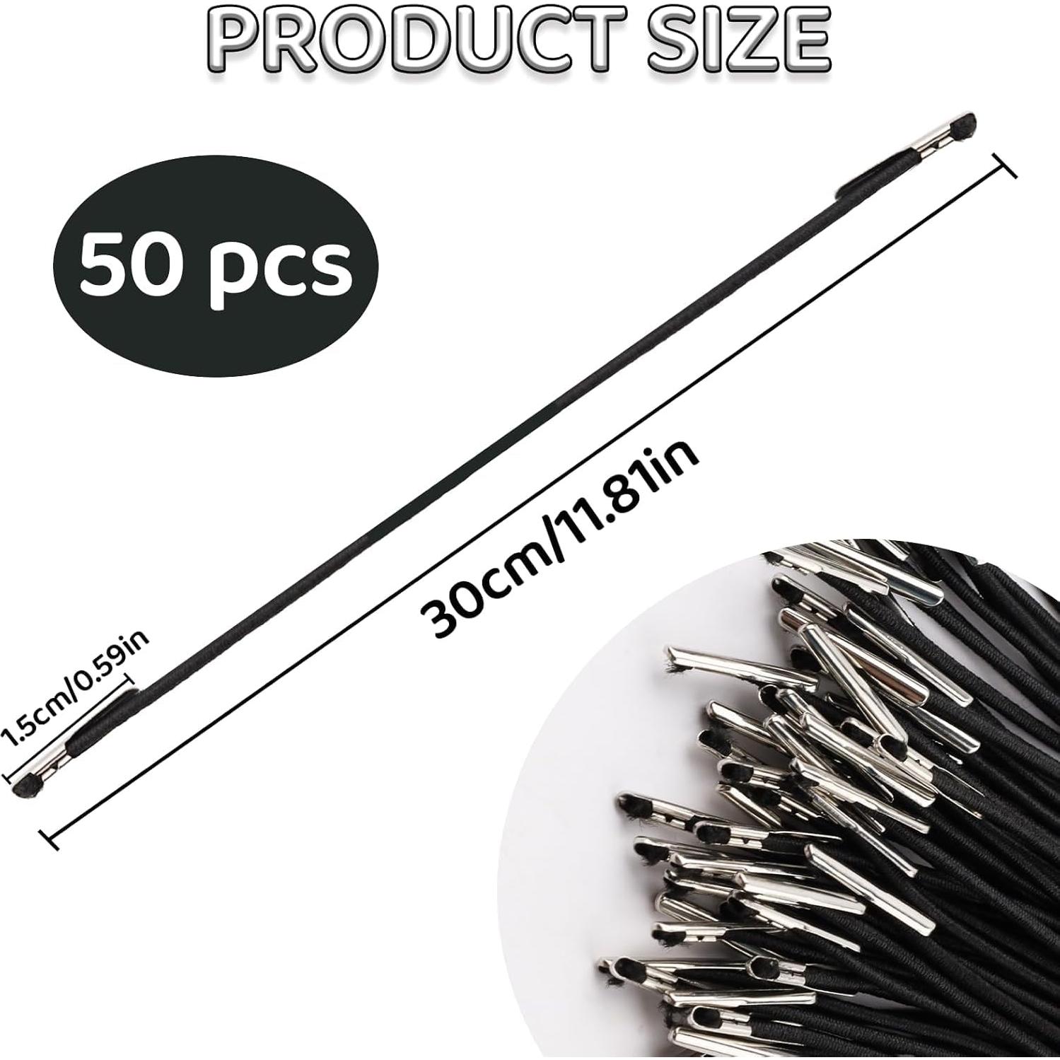 50 Cuerdas Elásticas de 30 cm con Extremos de Metal Fampery