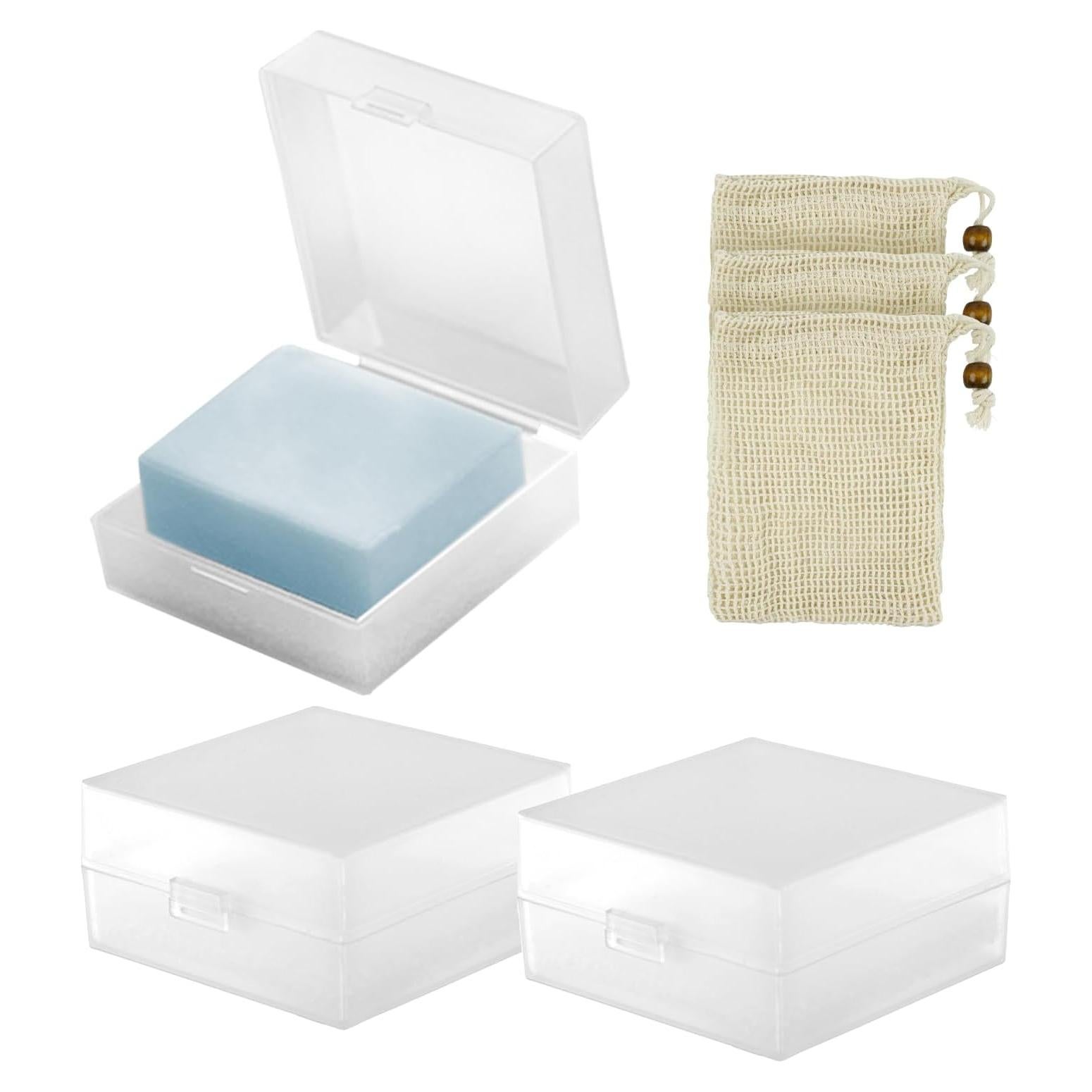 Estuche de Jabón de Viaje YONHTUTU 3 Piezas Blanco Transparente