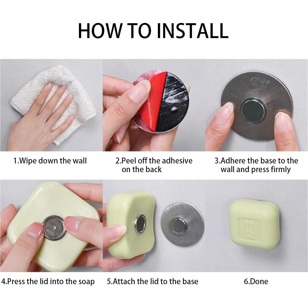 Soporte de Jabón Magnético PIGIAOKA 2 Piezas Acero Inoxidable