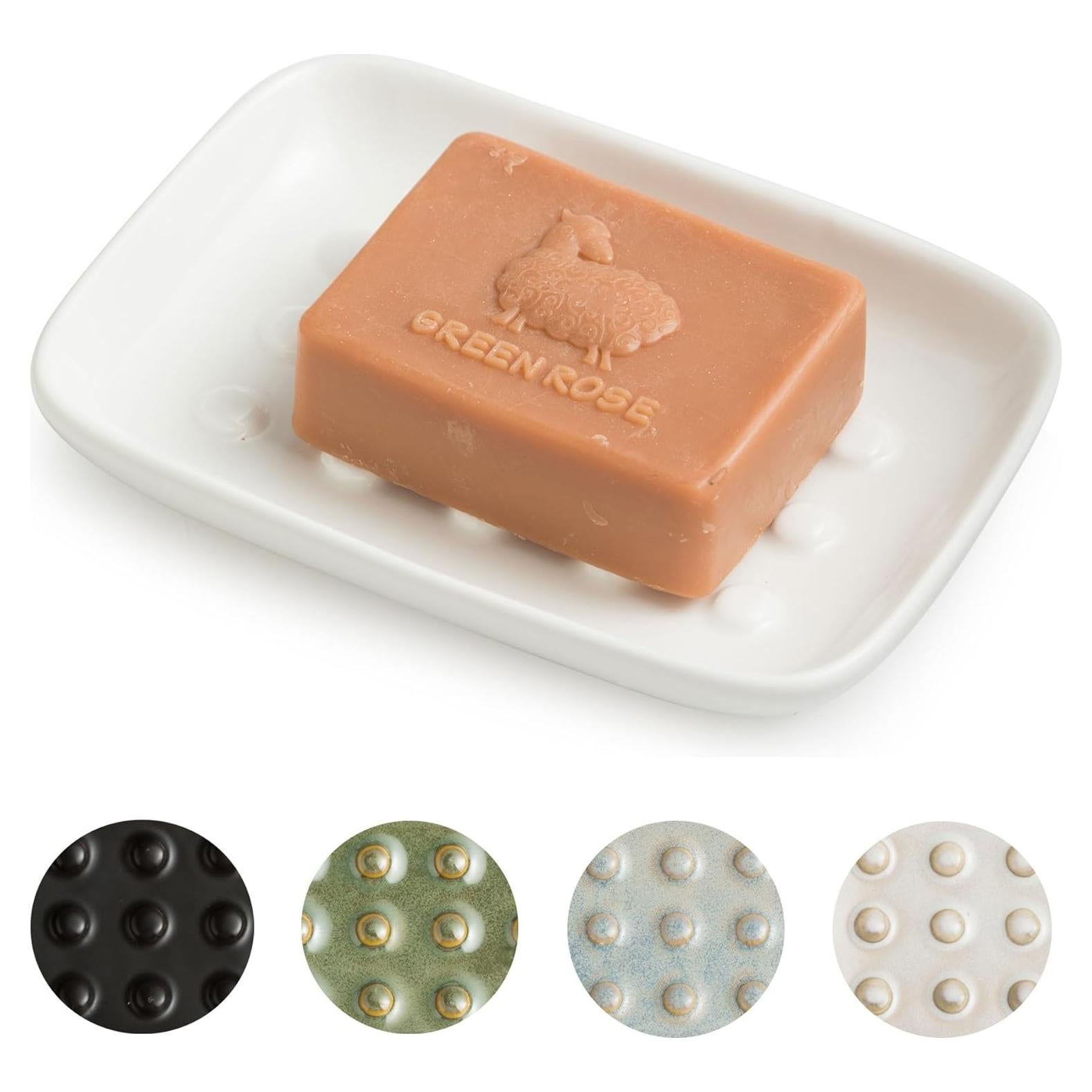 Jabonera de Cerámica Miamolo Blanca 14.2x10.2 cm Antideslizante