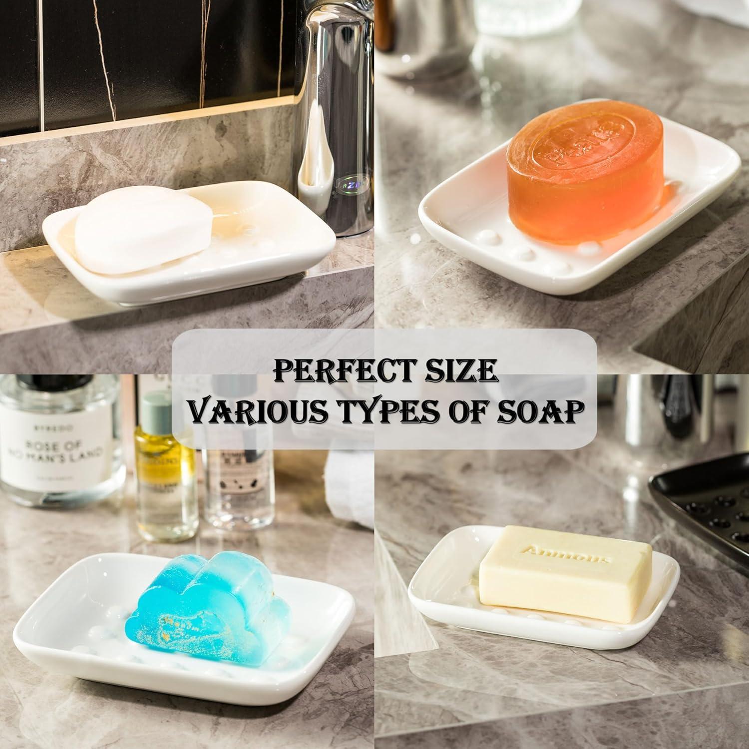 Jabonera de Cerámica Miamolo Blanca 14.2x10.2 cm Antideslizante