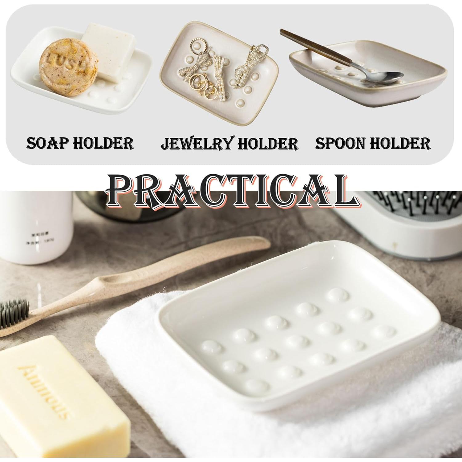 Jabonera de Cerámica Miamolo Blanca 14.2x10.2 cm Antideslizante