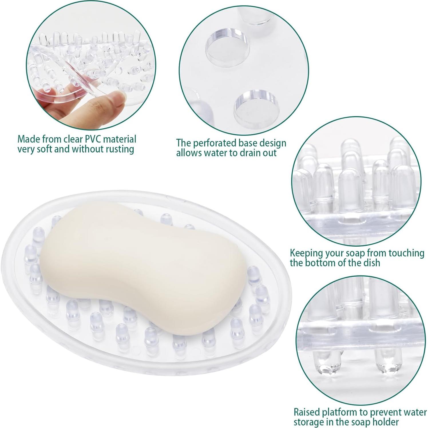 Plato de Jabón Transparente PVC Sankoly 11.4x7.6cm Drenaje