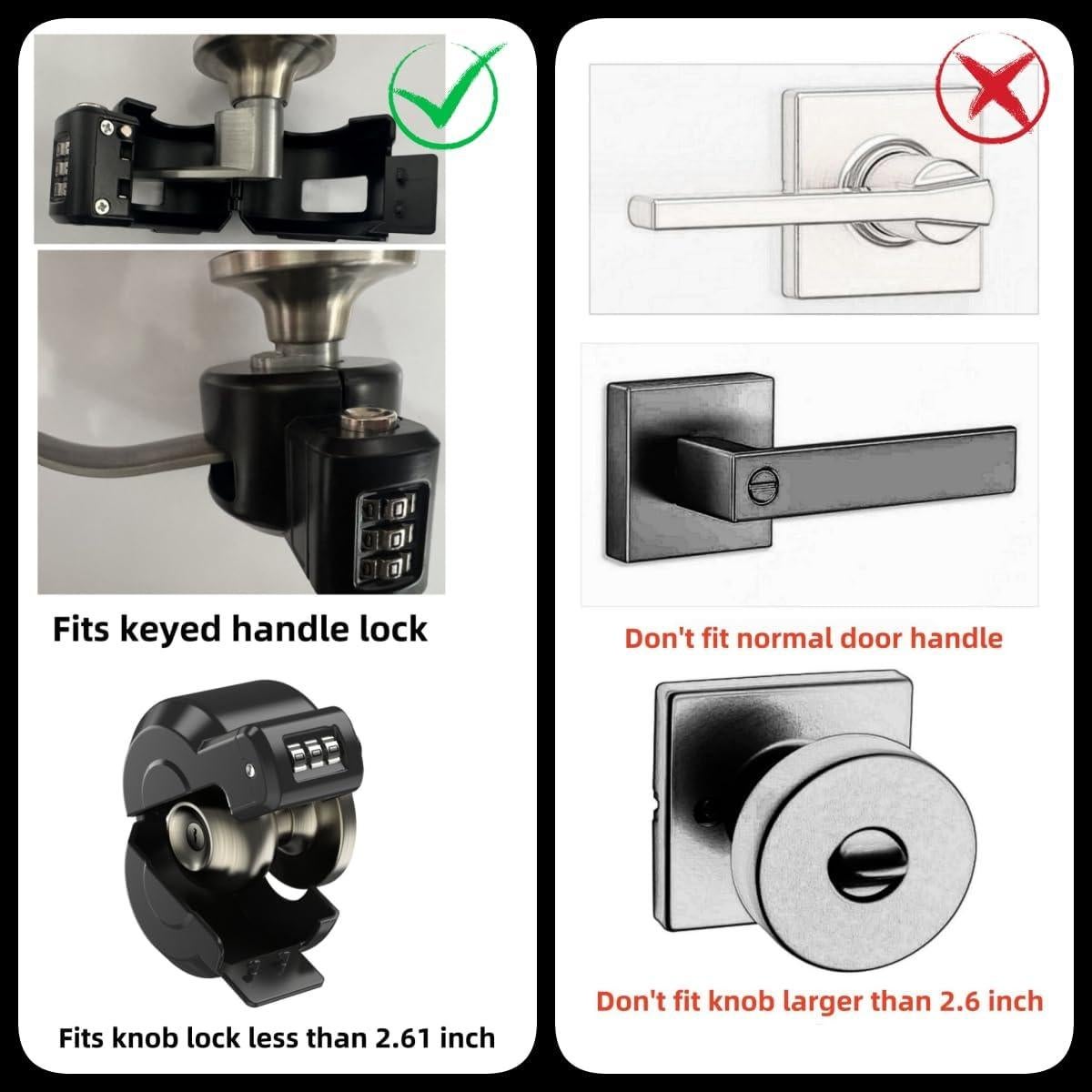 Cubierta de bloqueo de manija de puerta PUGED - Código, Negro