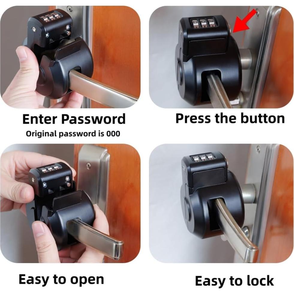 Cubierta de bloqueo de manija de puerta PUGED - Código, Negro