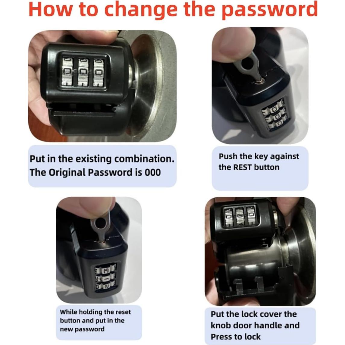 Cubierta de bloqueo de manija de puerta PUGED - Código, Negro