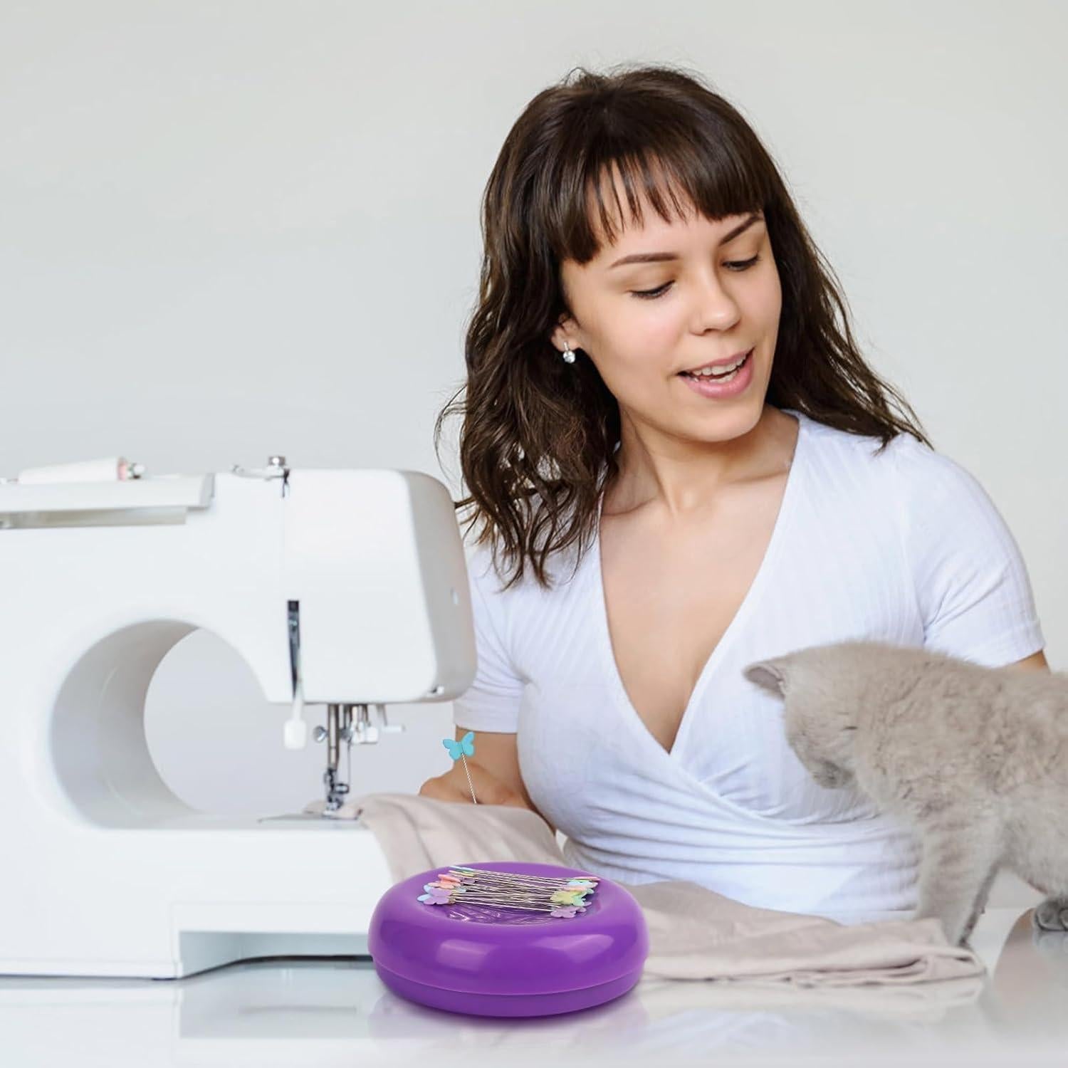 Almohadilla Magnética Oukitoymer con 100 Alfileres de Costura