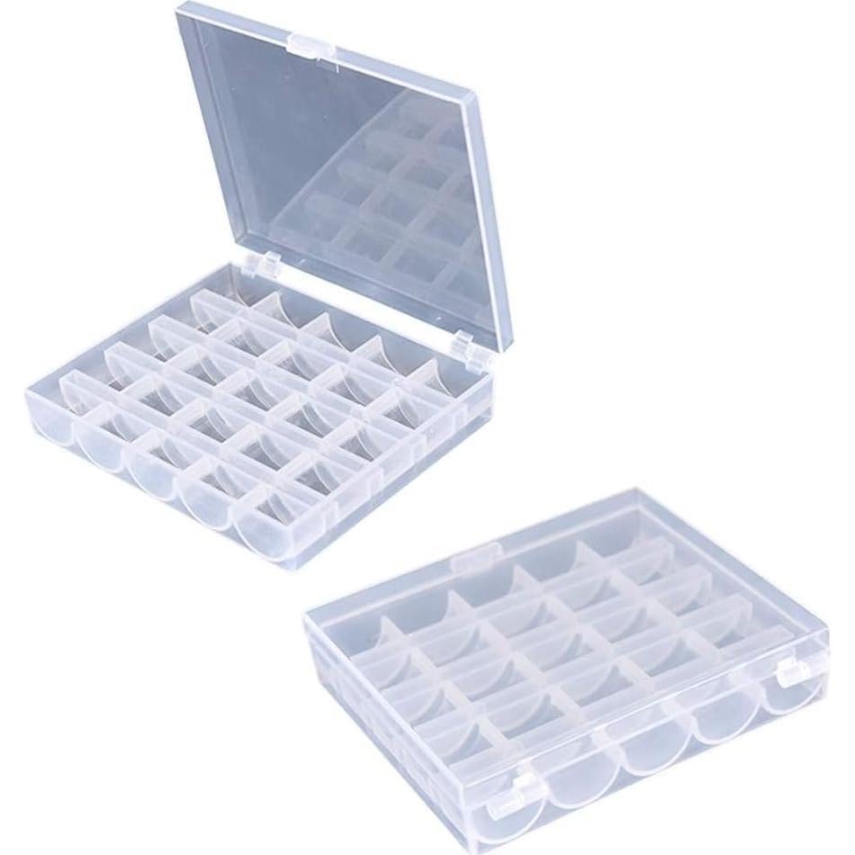 Caja organizadora de bobinas transparente 25 ranuras 2 unidades