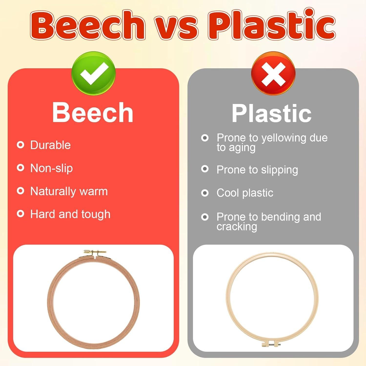 Juego de 2 Aros de Bordado de Madera Clofiak 15.24 cm