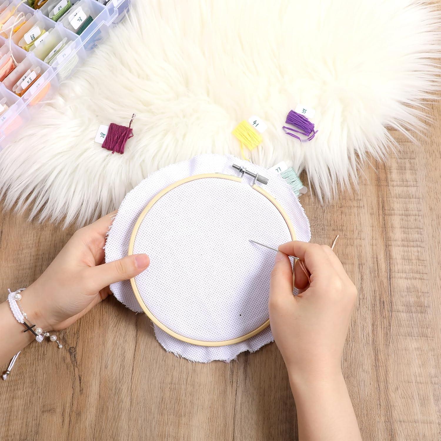 Bewudy Aros de Bordado Redondos de Bambú 3 Piezas 10/13/15 cm