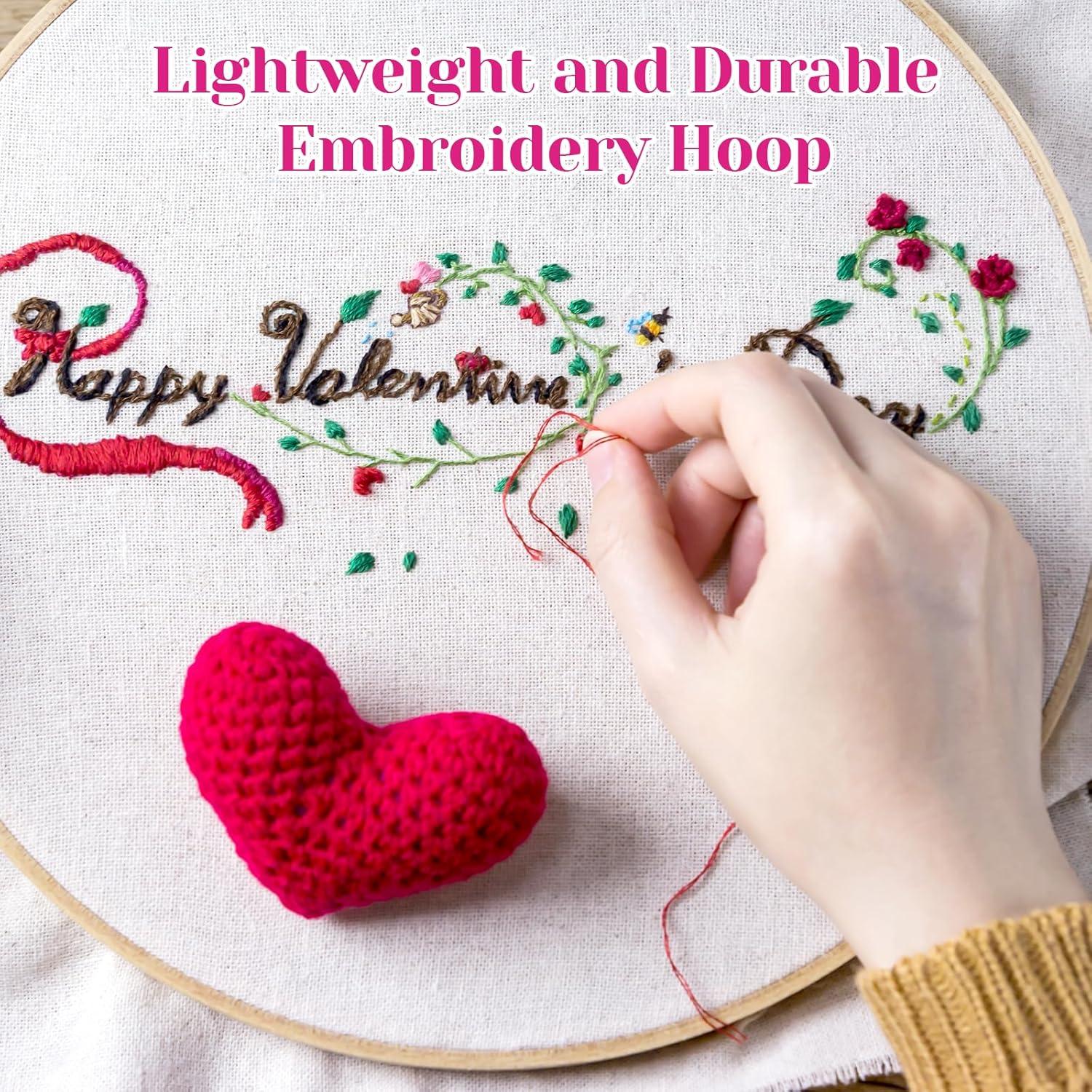 Bewudy Aros de Bordado Redondos de Bambú 3 Piezas 10/13/15 cm