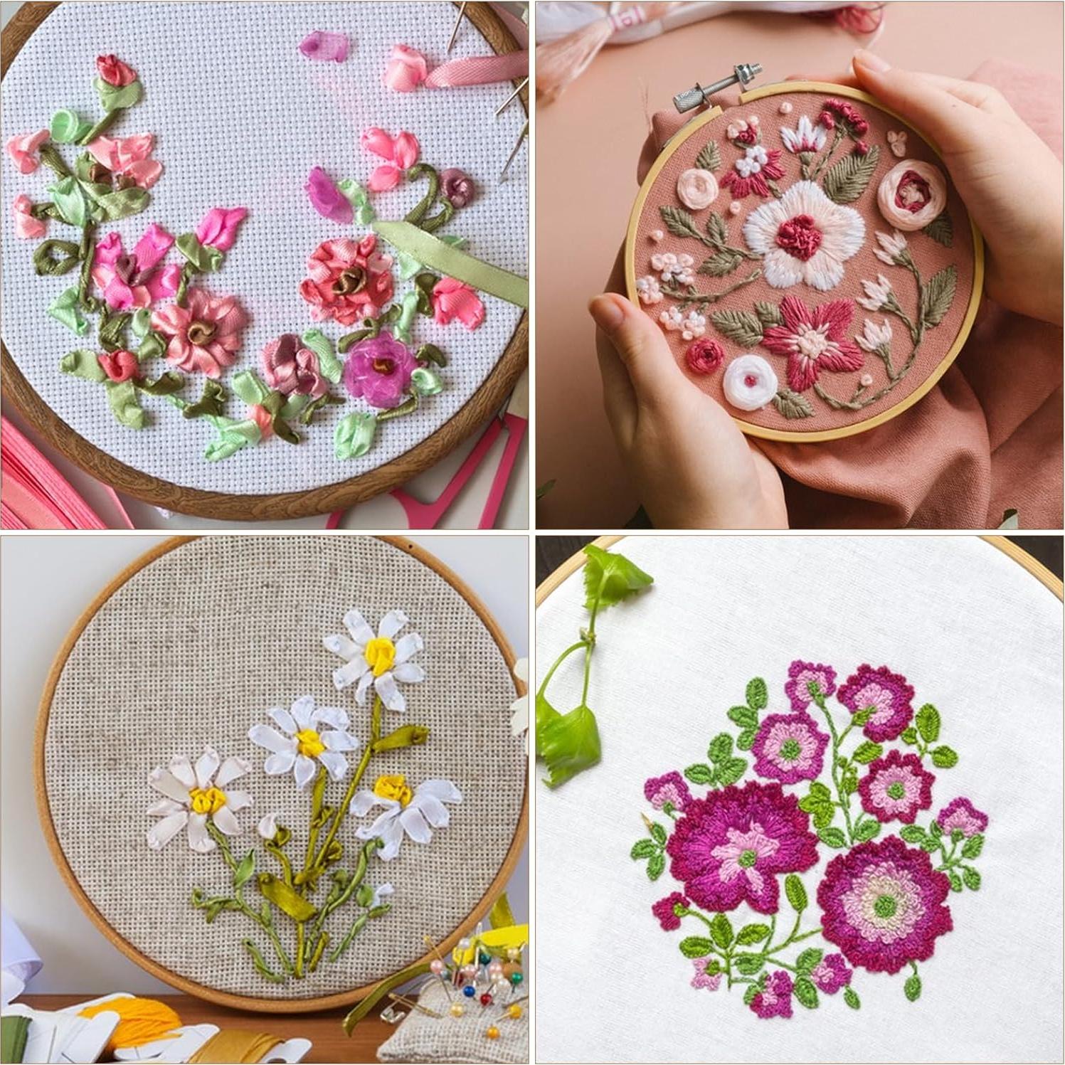 Bewudy Aros de Bordado Redondos de Bambú 3 Piezas 10/13/15 cm