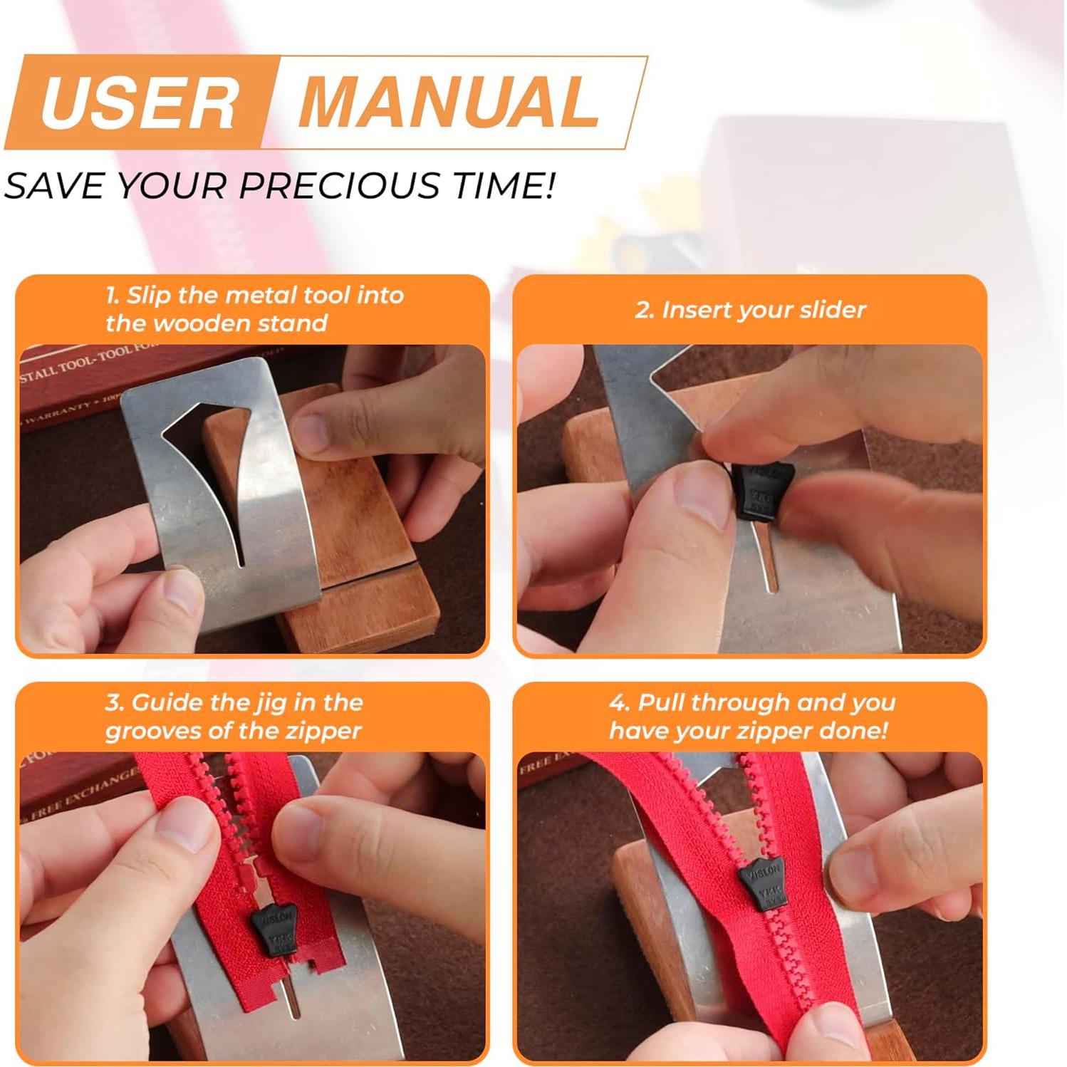 Herramienta Jig para Cremallera Savina - Acero Inoxidable y Madera Dura