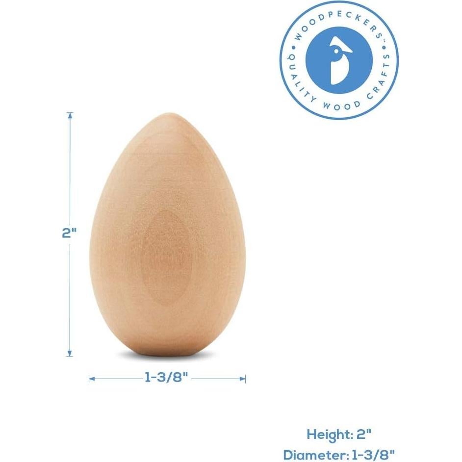 Huevos de Madera para Pintar Woodpeckers - 30 Unidades 5 cm