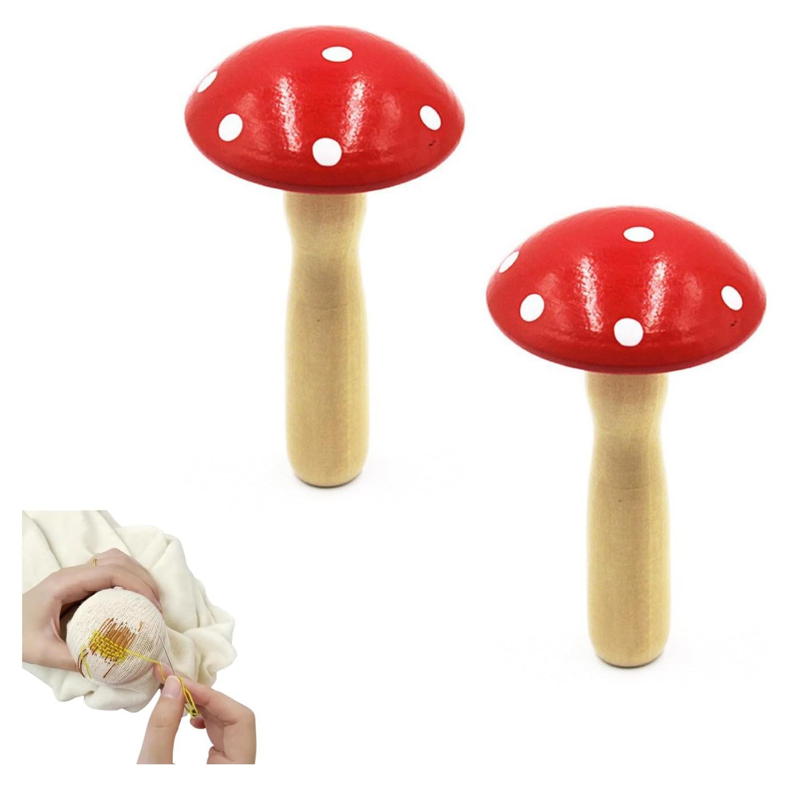 Set de 2 Hongos de Remiendo de Madera Yimluofa - Compactos y Ergonómicos