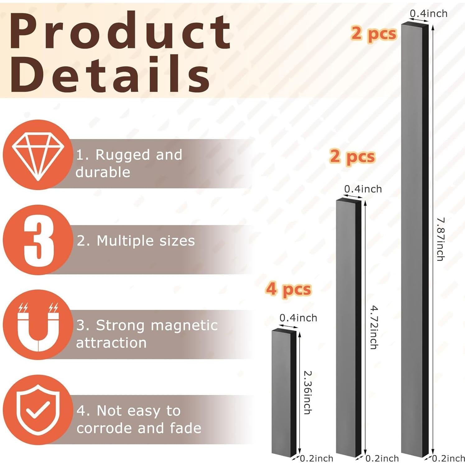 Juego de 8 Imanes Reemplazo Flutesan para Tejido - 3 Tamaños