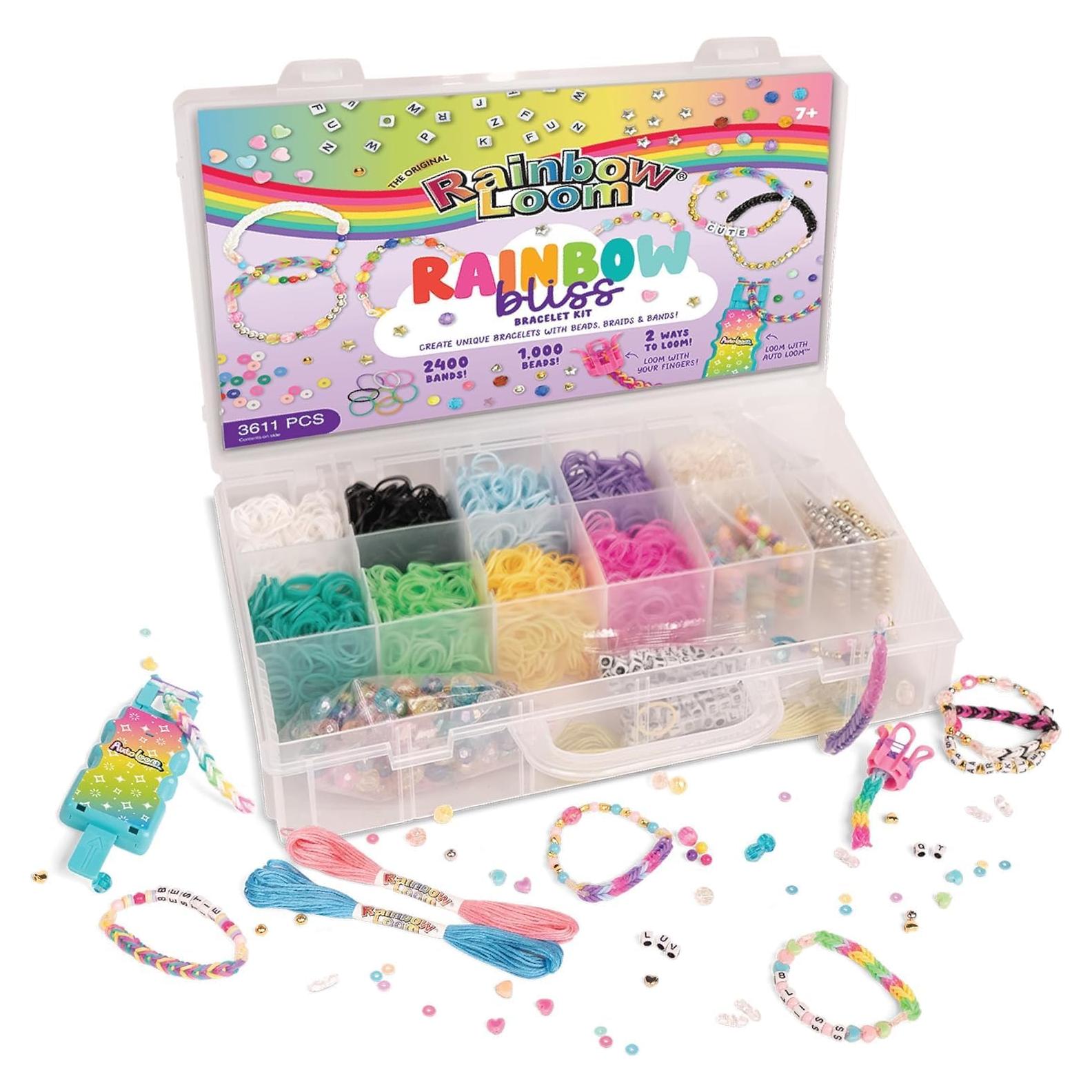 Kit de Manualidades Rainbow Loom AutoLoom Rainbow Bliss - 2400 Bandas y 1000 Perlas
