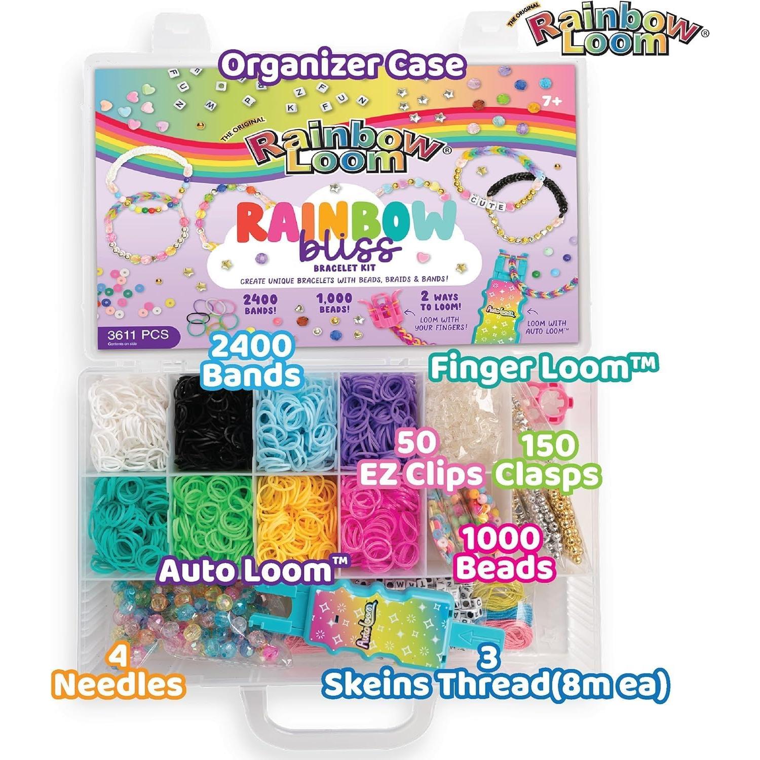 Kit de Manualidades Rainbow Loom AutoLoom Rainbow Bliss - 2400 Bandas y 1000 Perlas