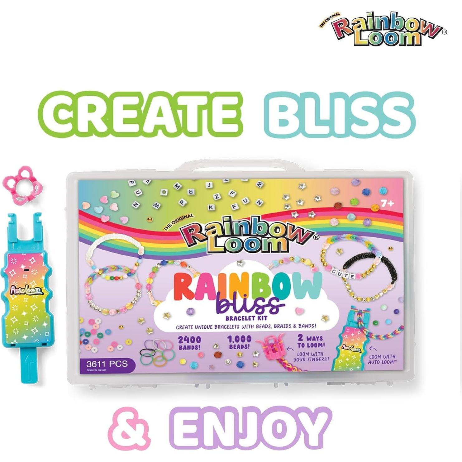 Kit de Manualidades Rainbow Loom AutoLoom Rainbow Bliss - 2400 Bandas y 1000 Perlas