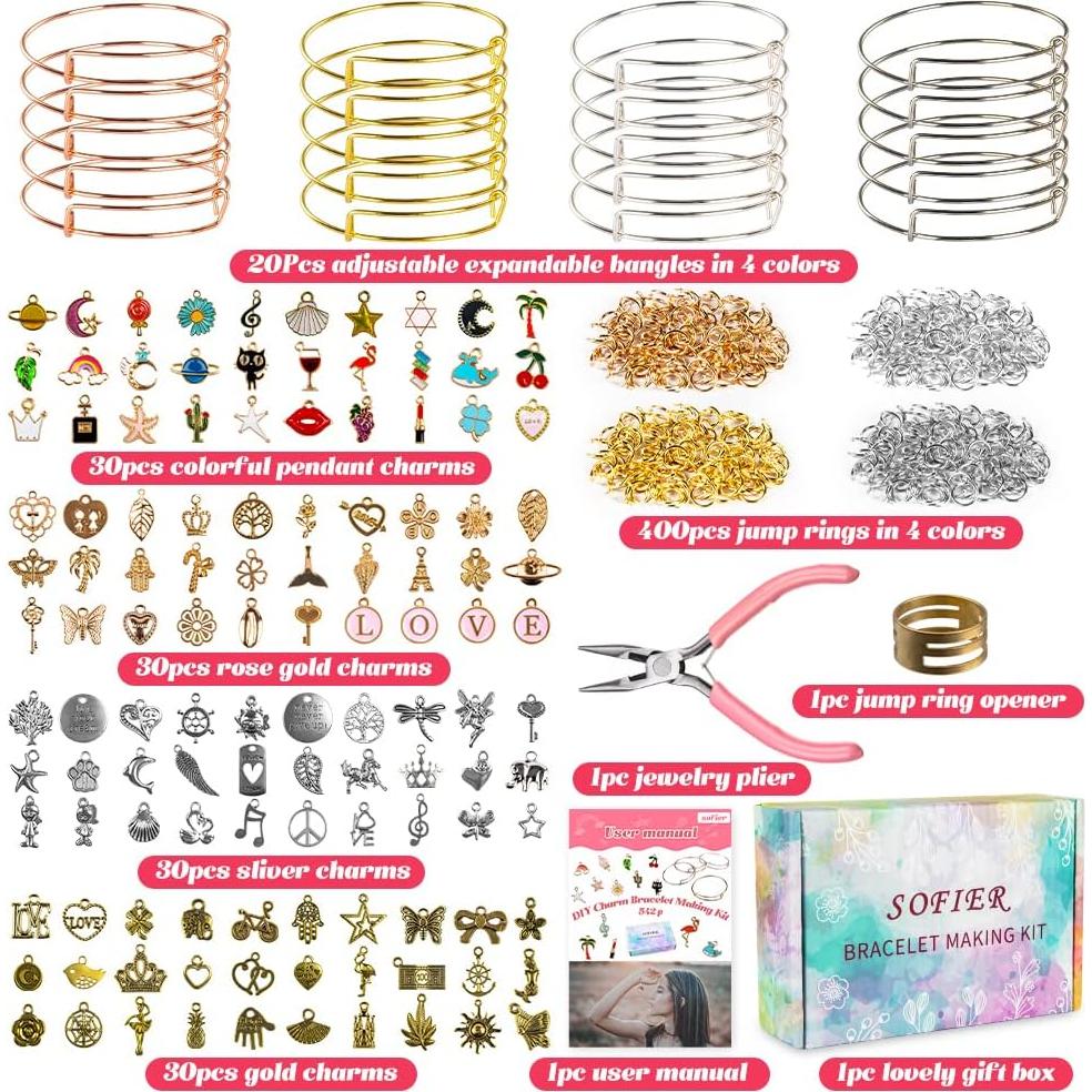 Kit de Fabricación de Pulseras Sofier 542 Piezas DIY Joyería
