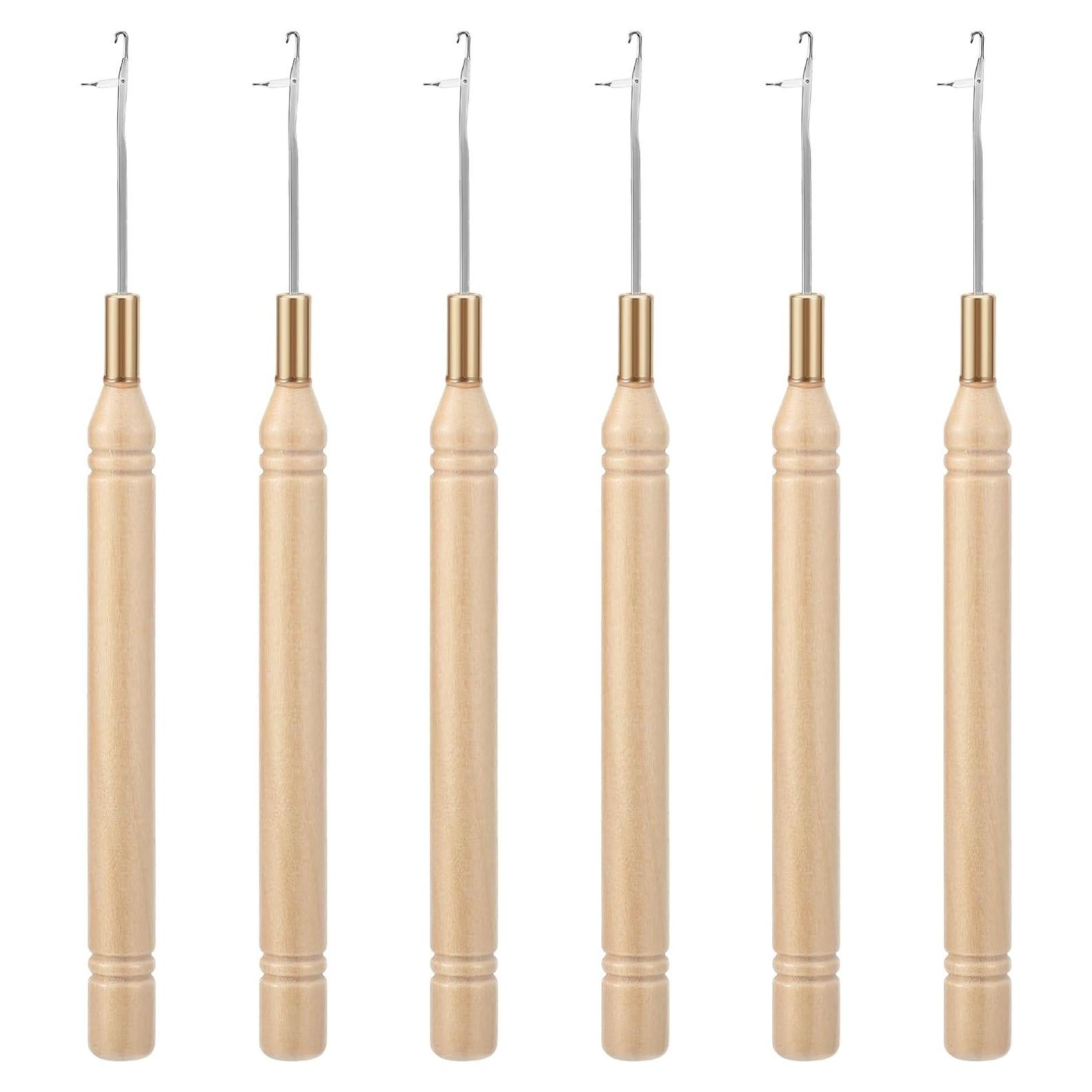 6 Agujas de Ganchillo para Cabello Zelphvt - 14.5 cm Madera y Metal