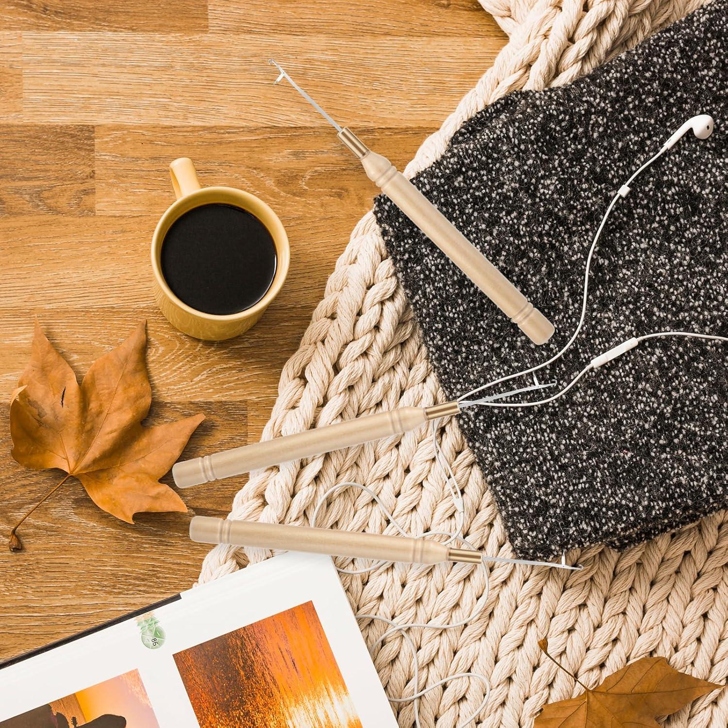 6 Agujas de Ganchillo para Cabello Zelphvt - 14.5 cm Madera y Metal