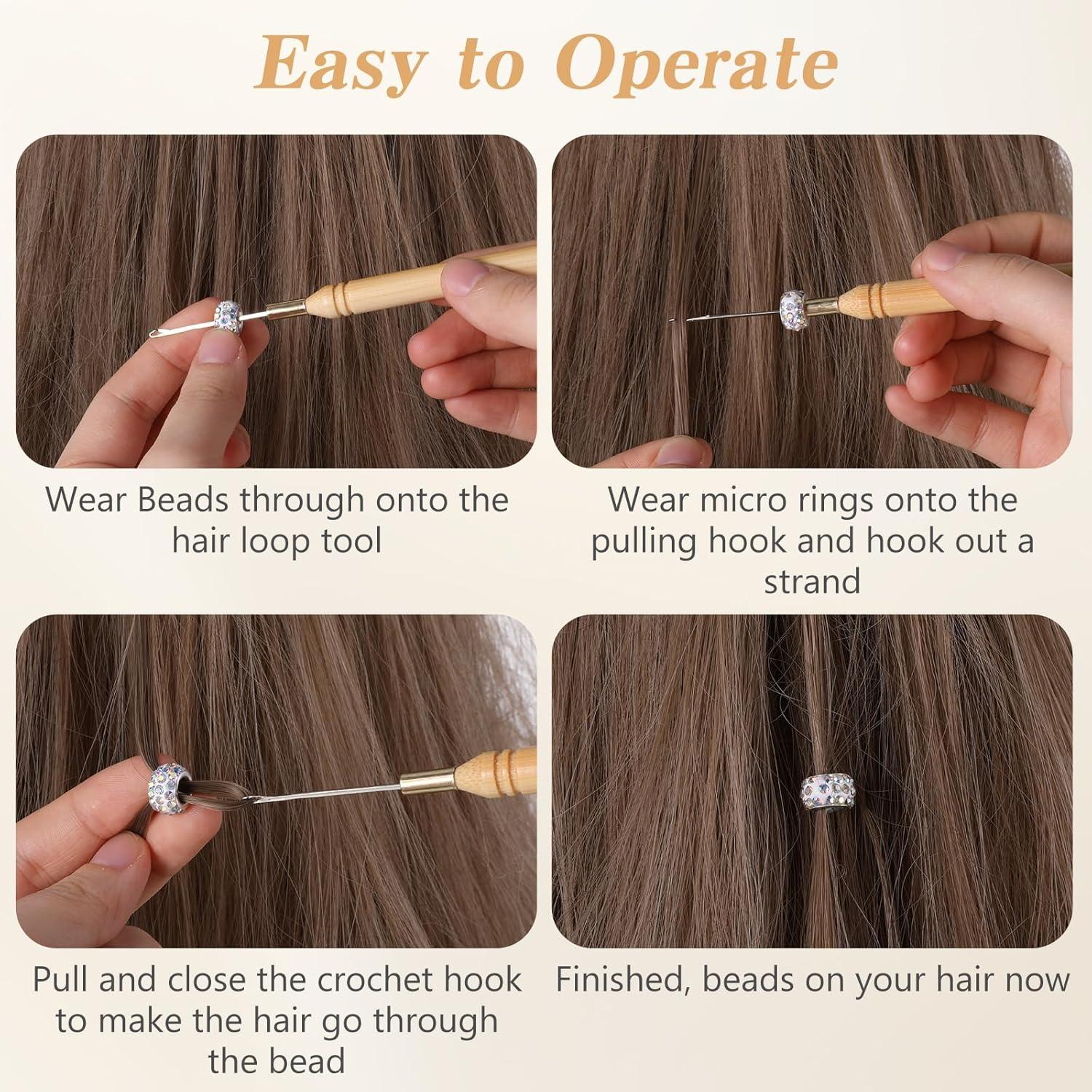 6 Agujas de Ganchillo para Cabello Zelphvt - 14.5 cm Madera y Metal