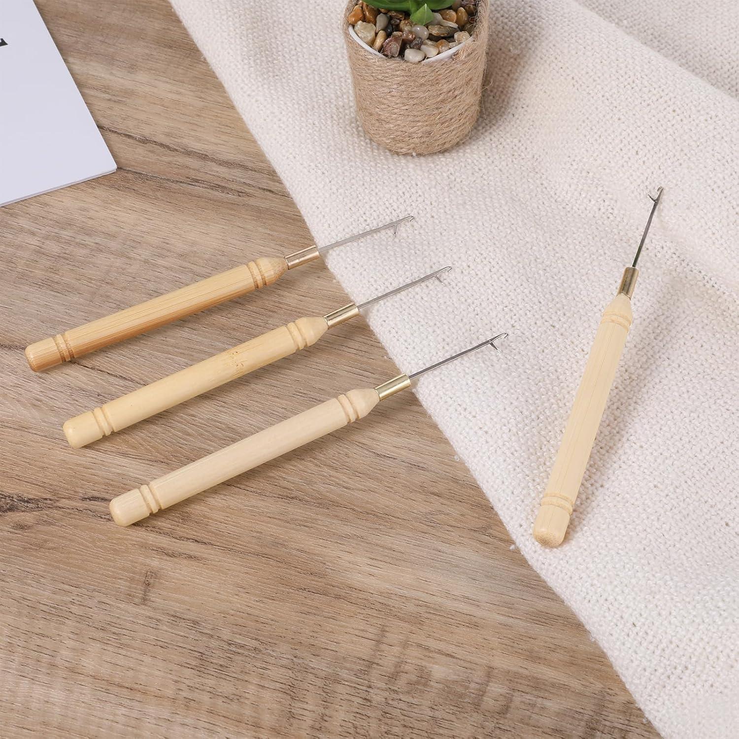 6 Agujas de Ganchillo para Cabello Zelphvt - 14.5 cm Madera y Metal