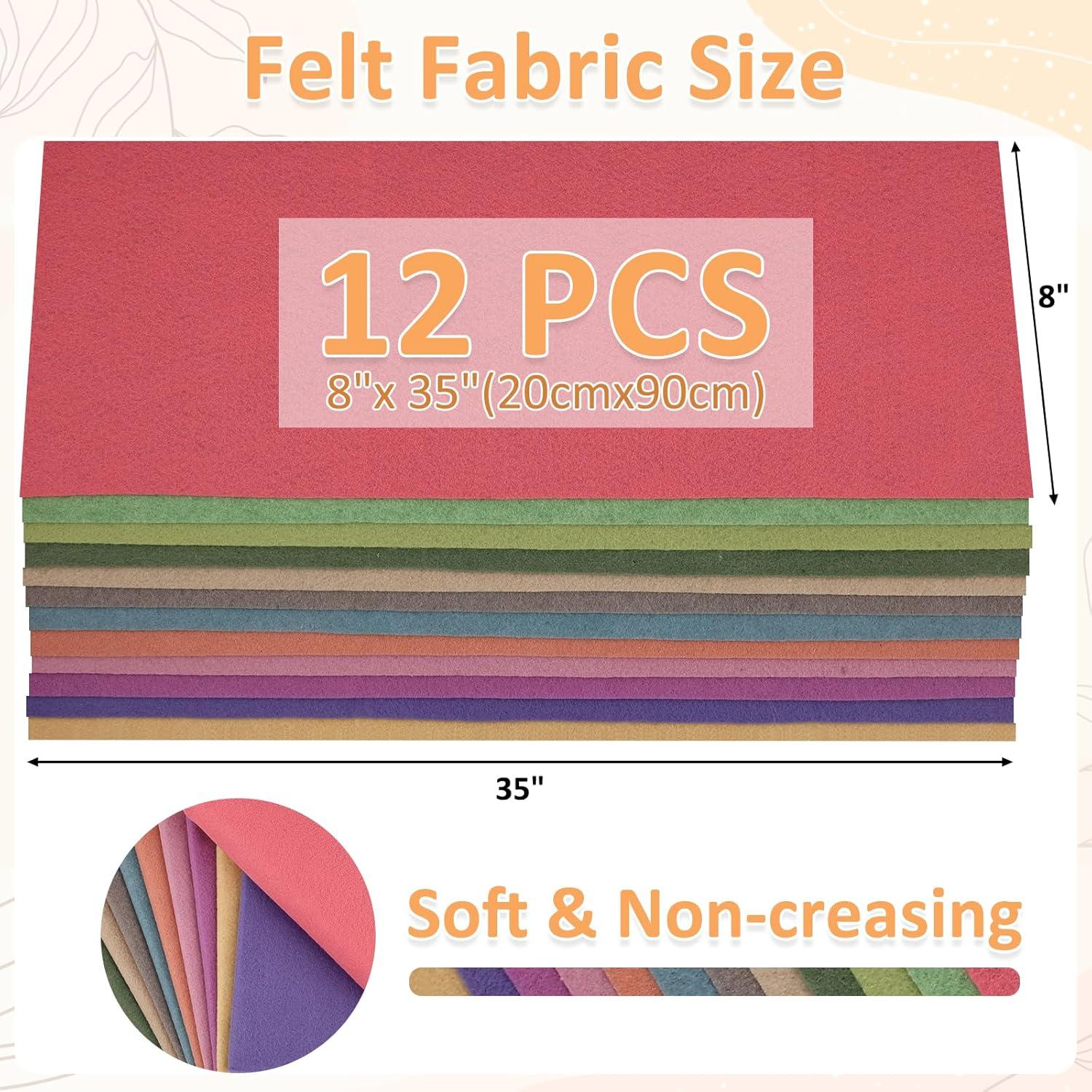 XSEINO 12 Rollos Fieltro Suave 20.5x90cm 1.4mm Serie Morandi