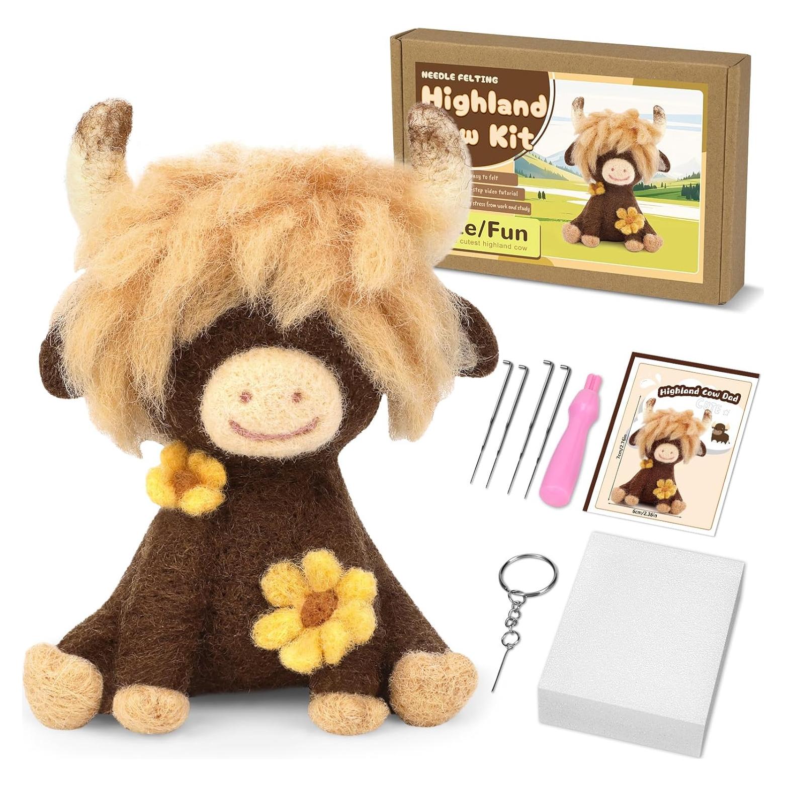 Kit de Fieltro de Lana Yizzvb Vaca de las Tierras Altas