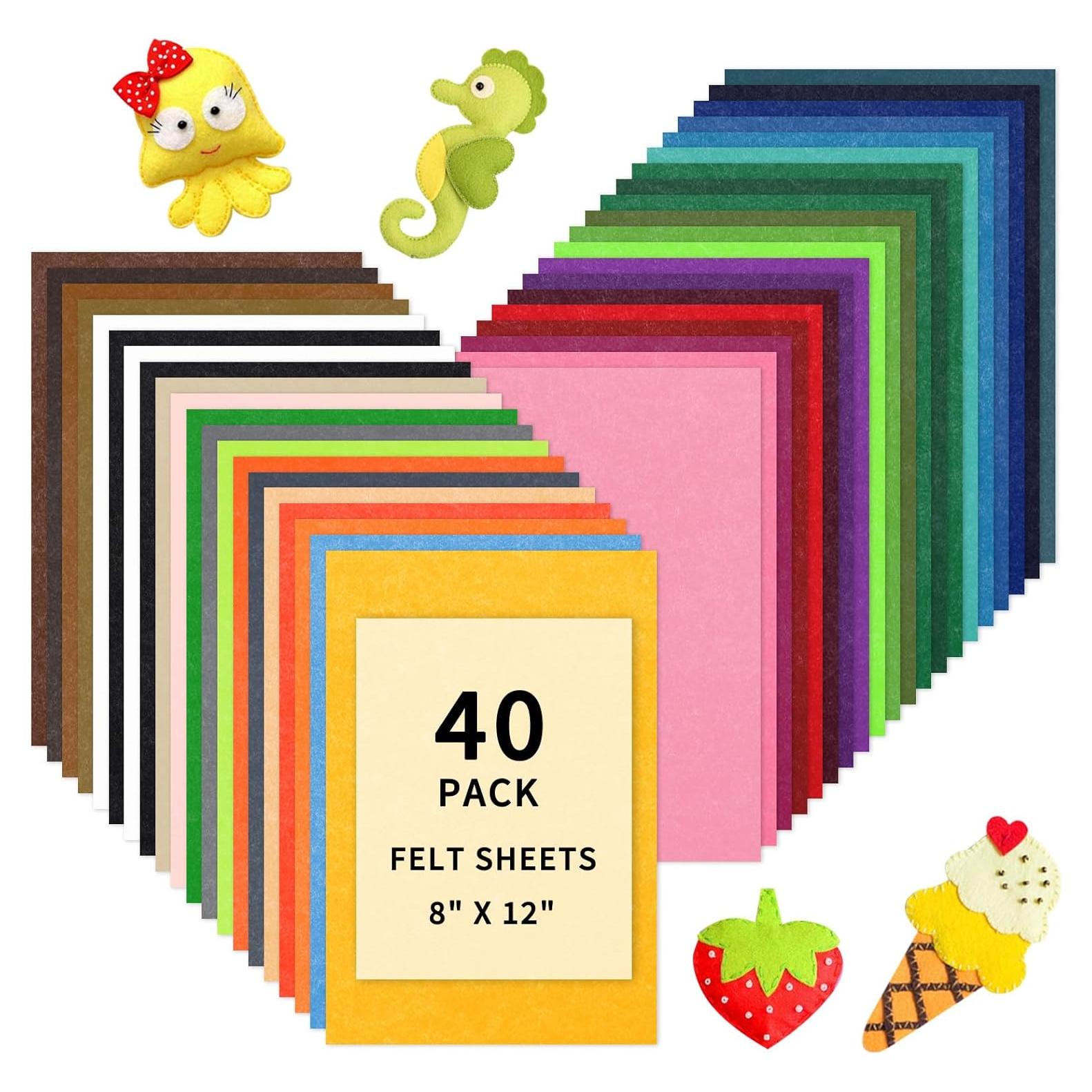 Hojas de Fieltro HTVRONT 40pcs A4 20x30cm 1mm Colores Variados