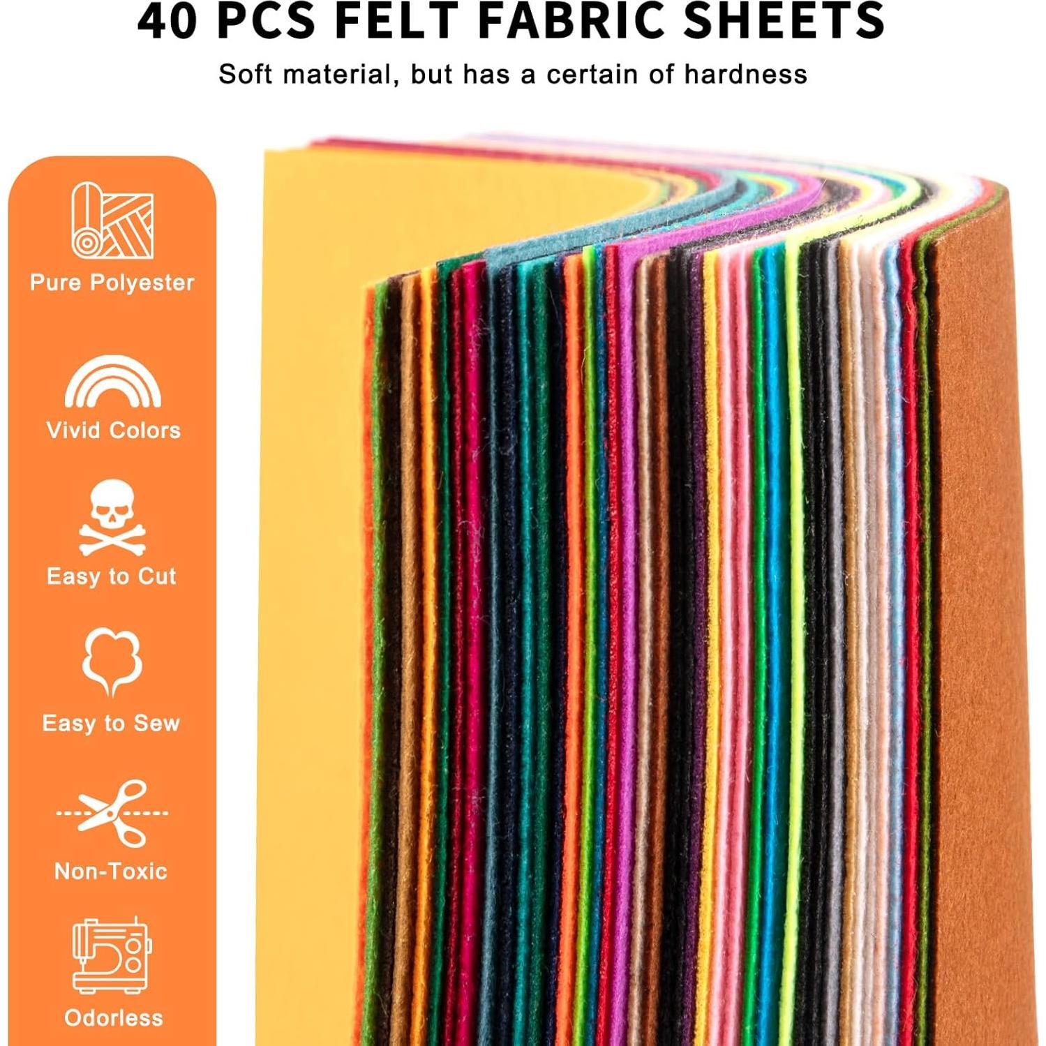 Hojas de Fieltro HTVRONT 40pcs A4 20x30cm 1mm Colores Variados