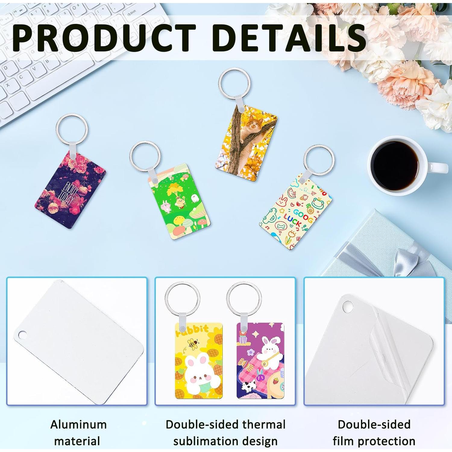 Paquete de 60 llaveros de aluminio Beclumas para sublimación